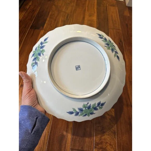 Vintage Maebata China Plate Qinghua Midoriaya Pattern Chinese Asian 12” - Picture 7 of 9